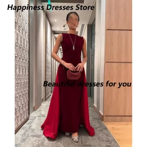 kf-S2414c25a362e4c8897a4990839de6670N Burgundy Jersey Straight Evening Dress Customized Back V Neck Flower Pleat Satin Prom Gown Formal Occasion Dresses