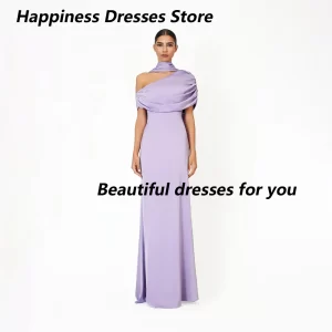 kf-Sfc79d2b11b114fe0933a2d228ead3d34Z Elegant Evening Dress with Shawl Column One Shoulder Wedding Party Gowns for Women Simple Prom Dresses Long Customized